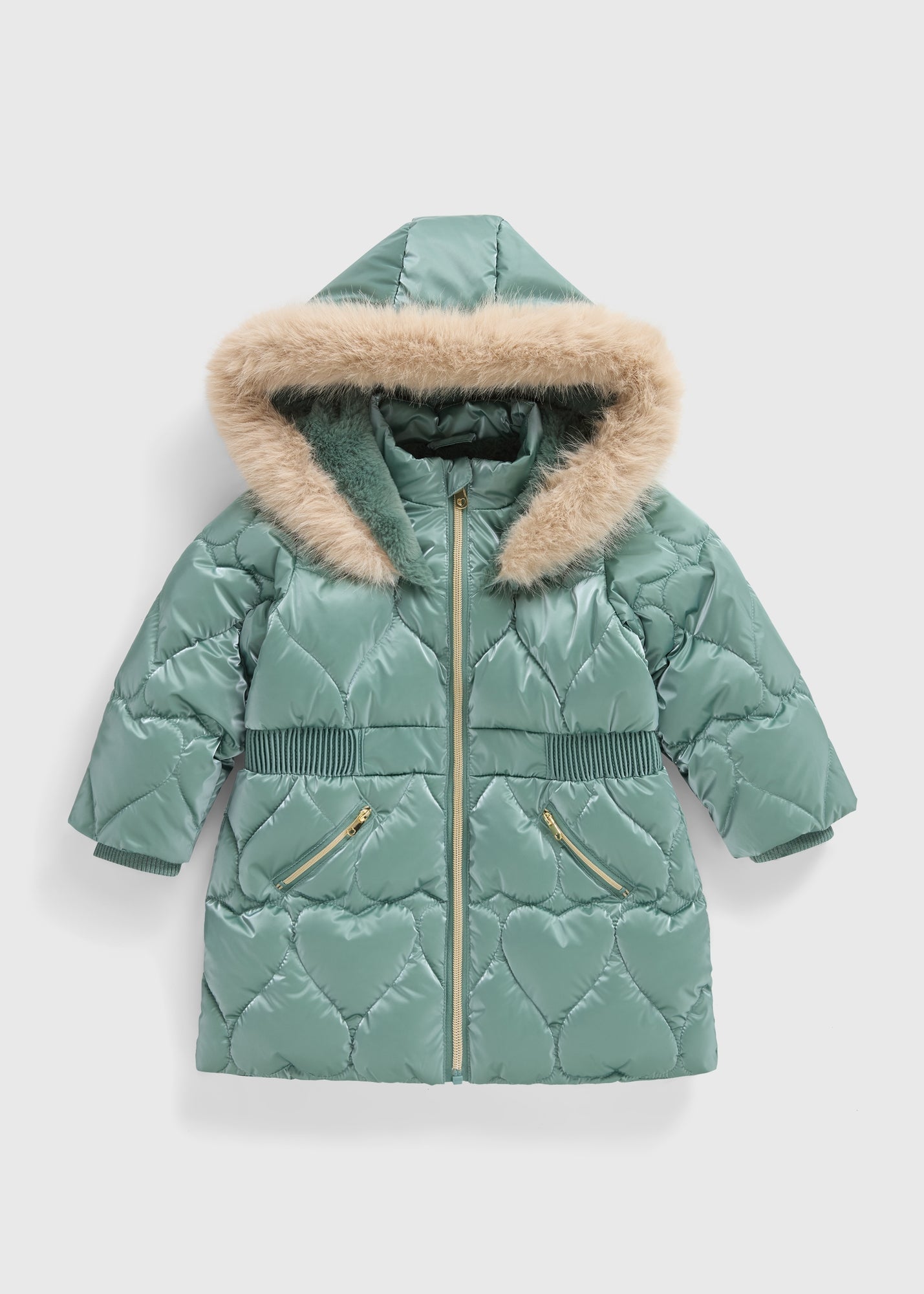 Girls Teal Padded Heart Coat (1-7yrs) C304329