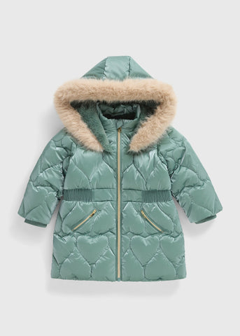 Girls Teal Padded Heart Coat (1-7yrs) C304329
