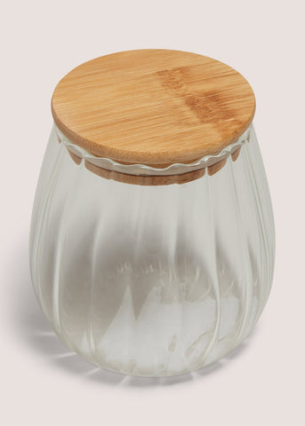 Glass Curved Ribbed Small Jar M485946