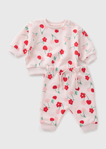 Baby Pink Cherry Sweatshirt & Jogging Bottoms (Newborn-23mths) C321531