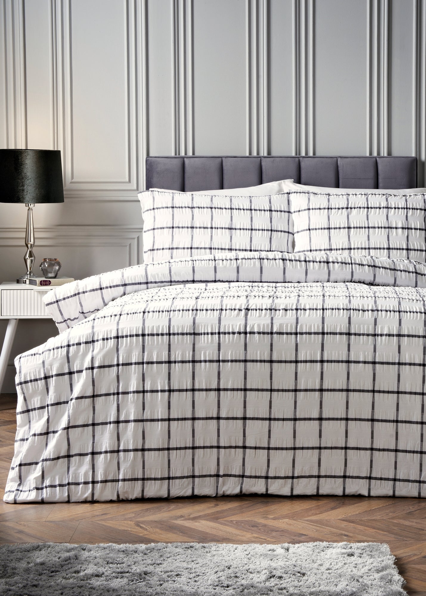 Black Check Seersucker Duvet Set M239077