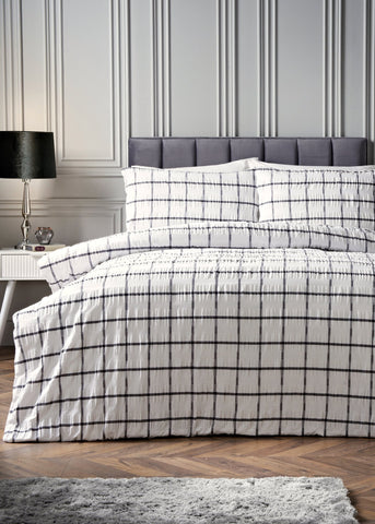 Black Check Seersucker Duvet Set M239078