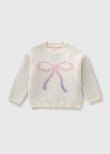 Girls Cream Multi Bow Jumper (1-7yrs) C252512