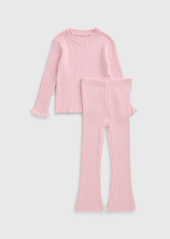 Girls Pink Knitted Top & Flare Set (1-7yrs) C272776
