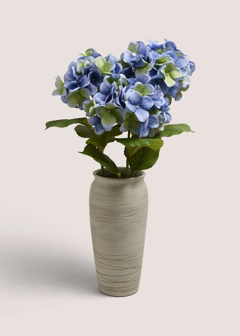 Blue Hydrangea In Ribbed Vase M699218