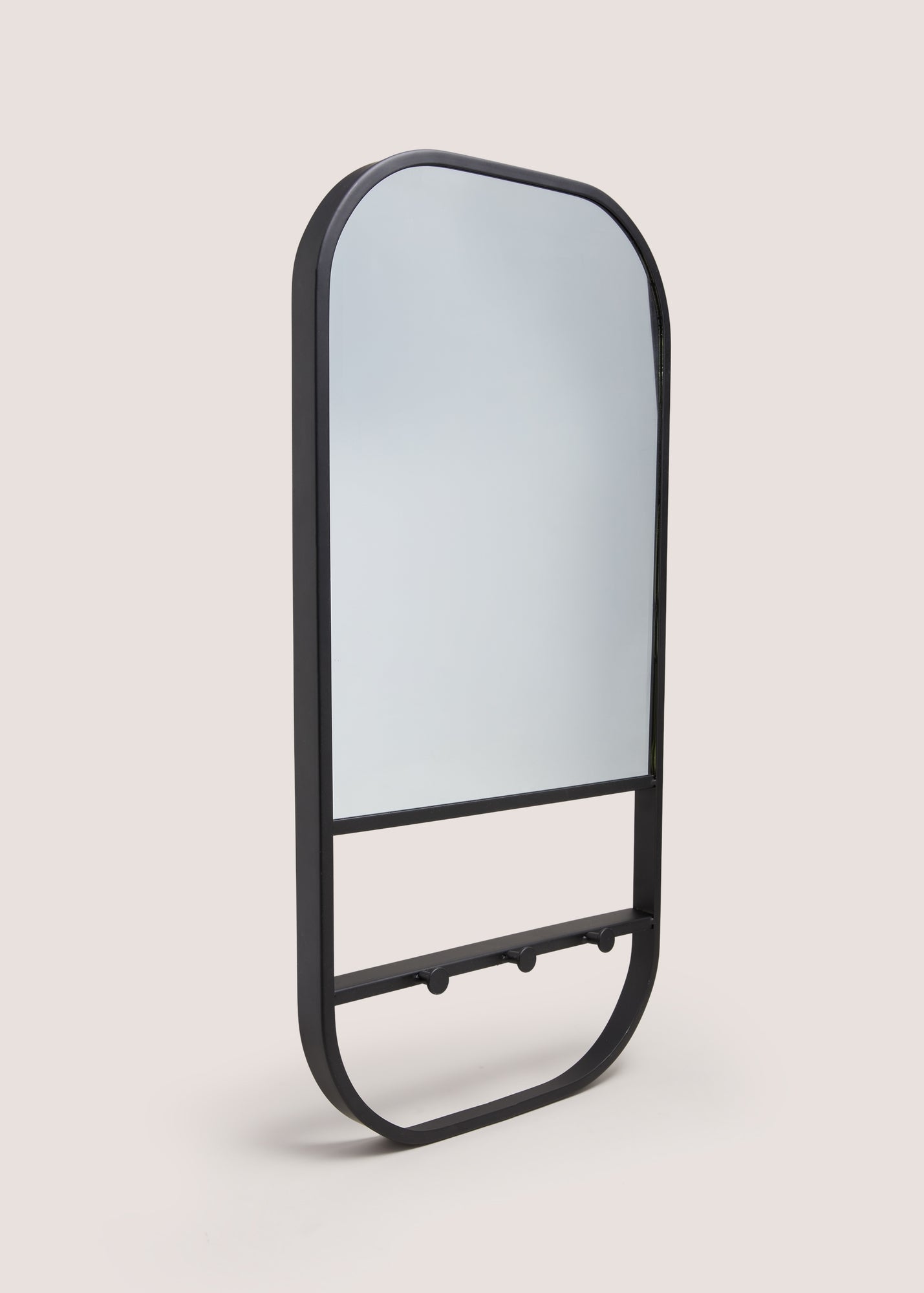 Black Metal Mirror With Hooks M815012
