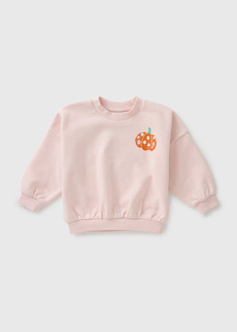 Girls Pink Pumpkin Sweatshirt (1-7yrs) C252537