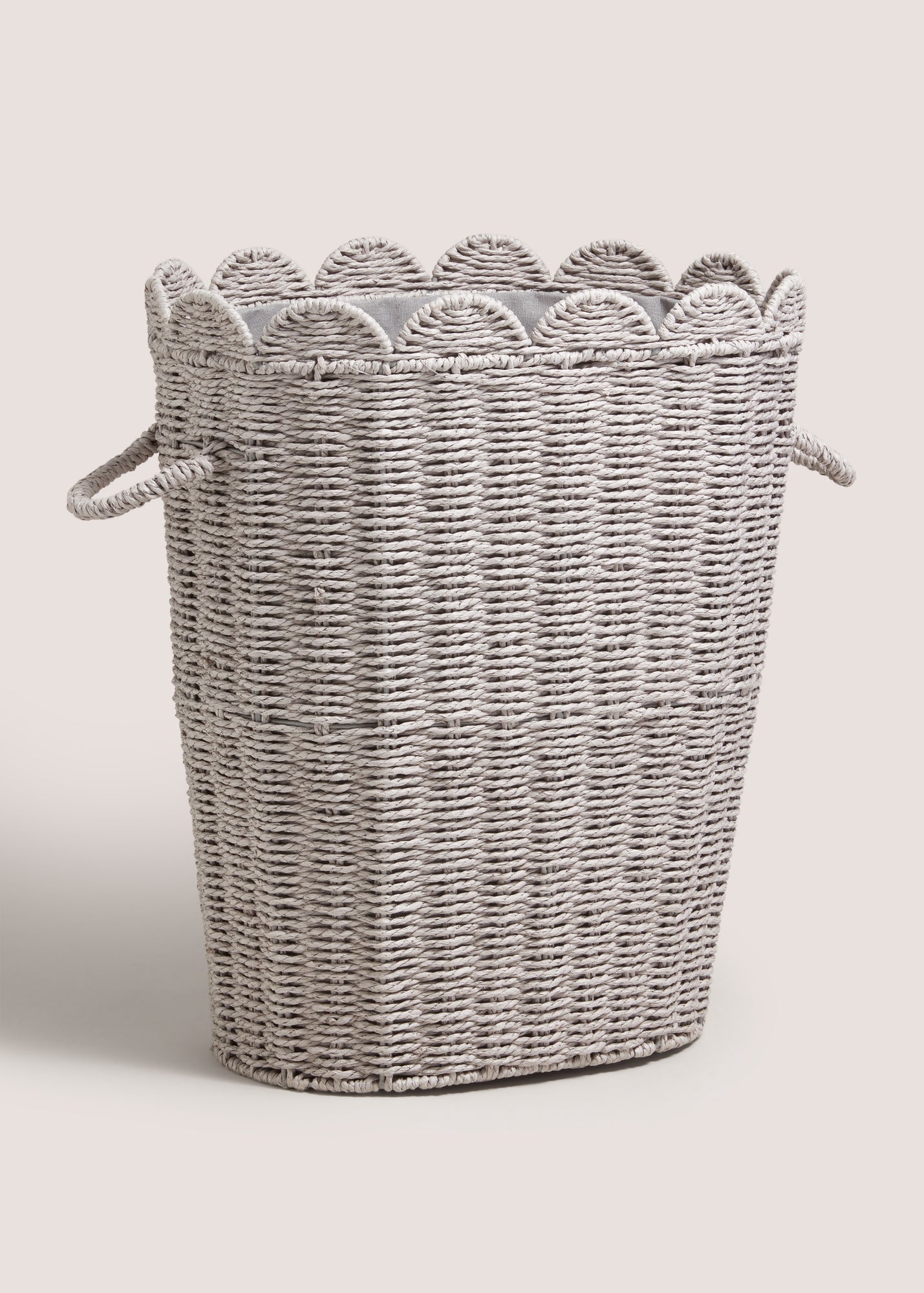 Grey Scalloped Edge Oval Laundry Basket M815024