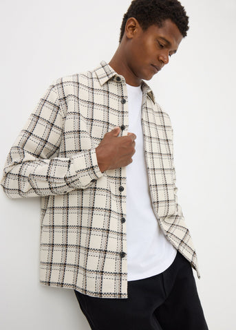 Ecru Check Textured Shacket M289035
