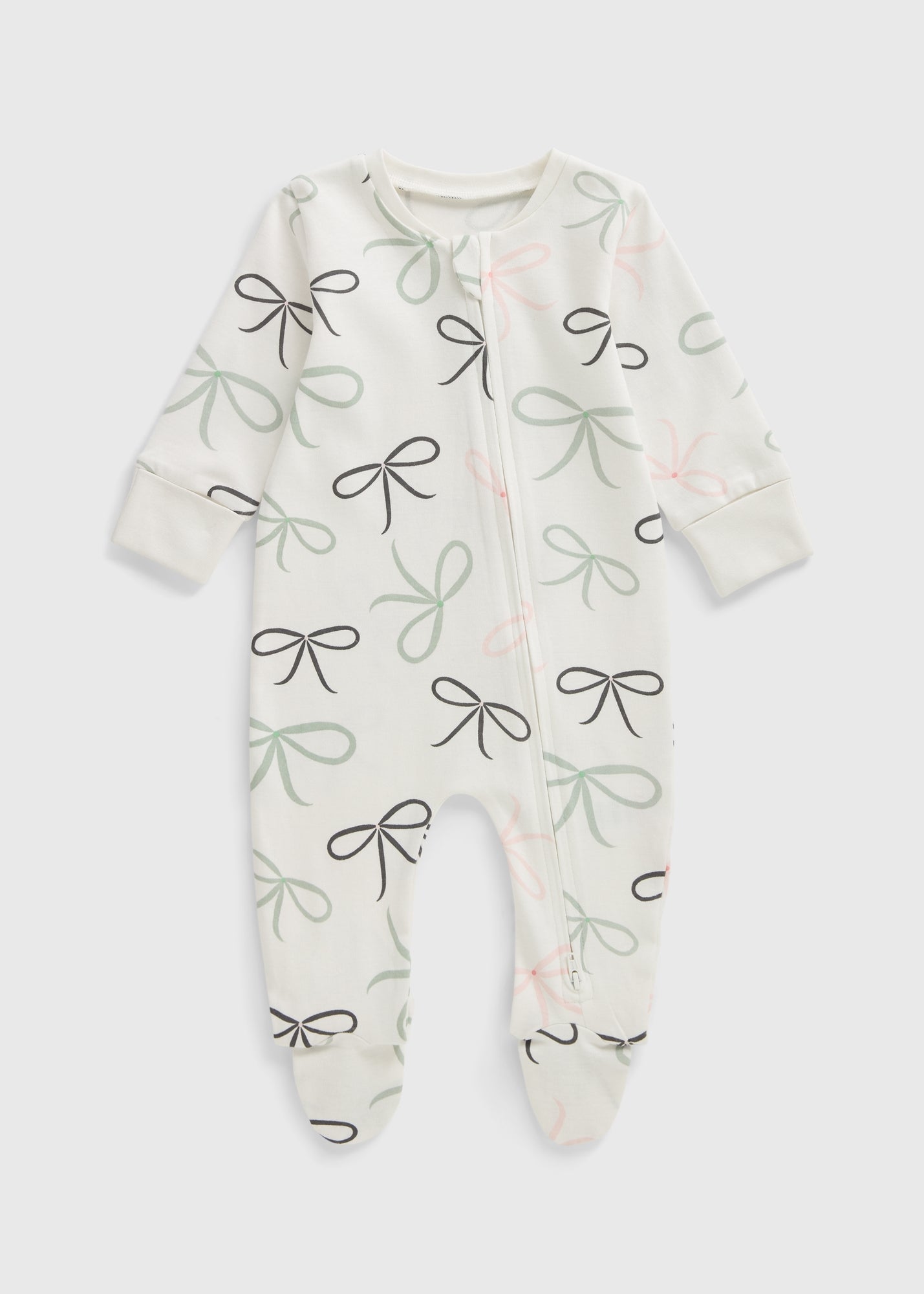 Baby Cream Bow Zipped Sleepsuit (Newborn-23mths) C136651