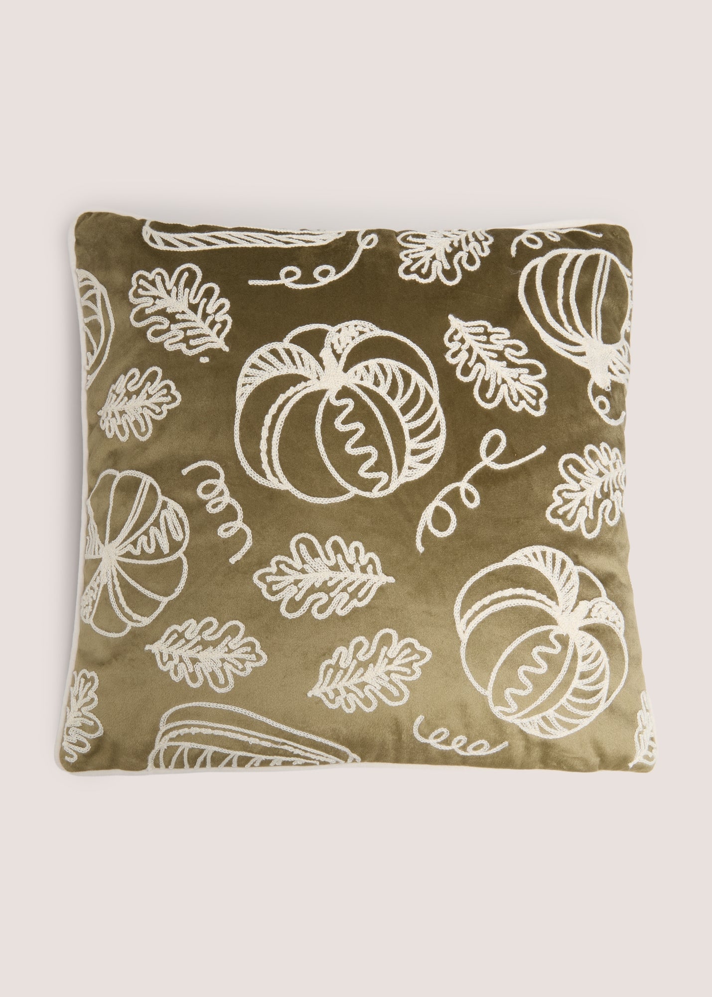 Green Velvet Embroidered Pumpkin Cushion M289164