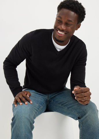 Black Soft Touch V-Neck Jumper M595678