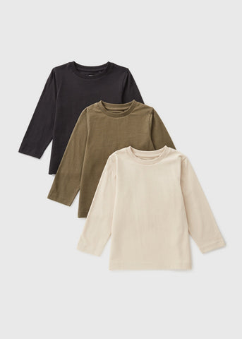 3 Pack Boys Multicolour Long Sleeve Tops (1-7yrs) B100887