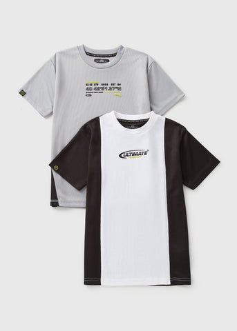 2 Pack Boys Black Sports Mesh T-Shirts (7-15yrs) B158220