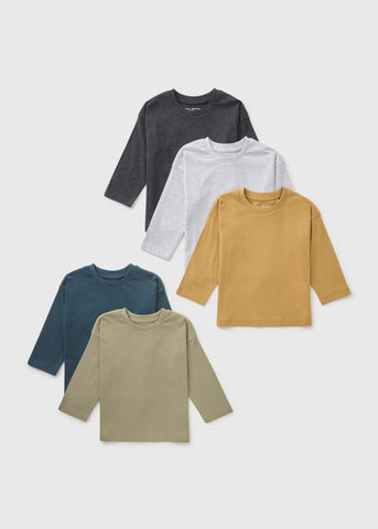5 Pack Boys Multicolour Autumn Long Sleeve Tops (1-7yrs) B100915
