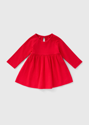 Baby Red Ribbed Dress (Newborn-23mths) C321556