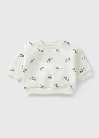 Baby Cream Bow Mono Sweatshirt (Newborn-23mths) C321559