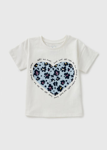Girls Blue Leopard Heart T-Shirt (1-7yrs) C252546
