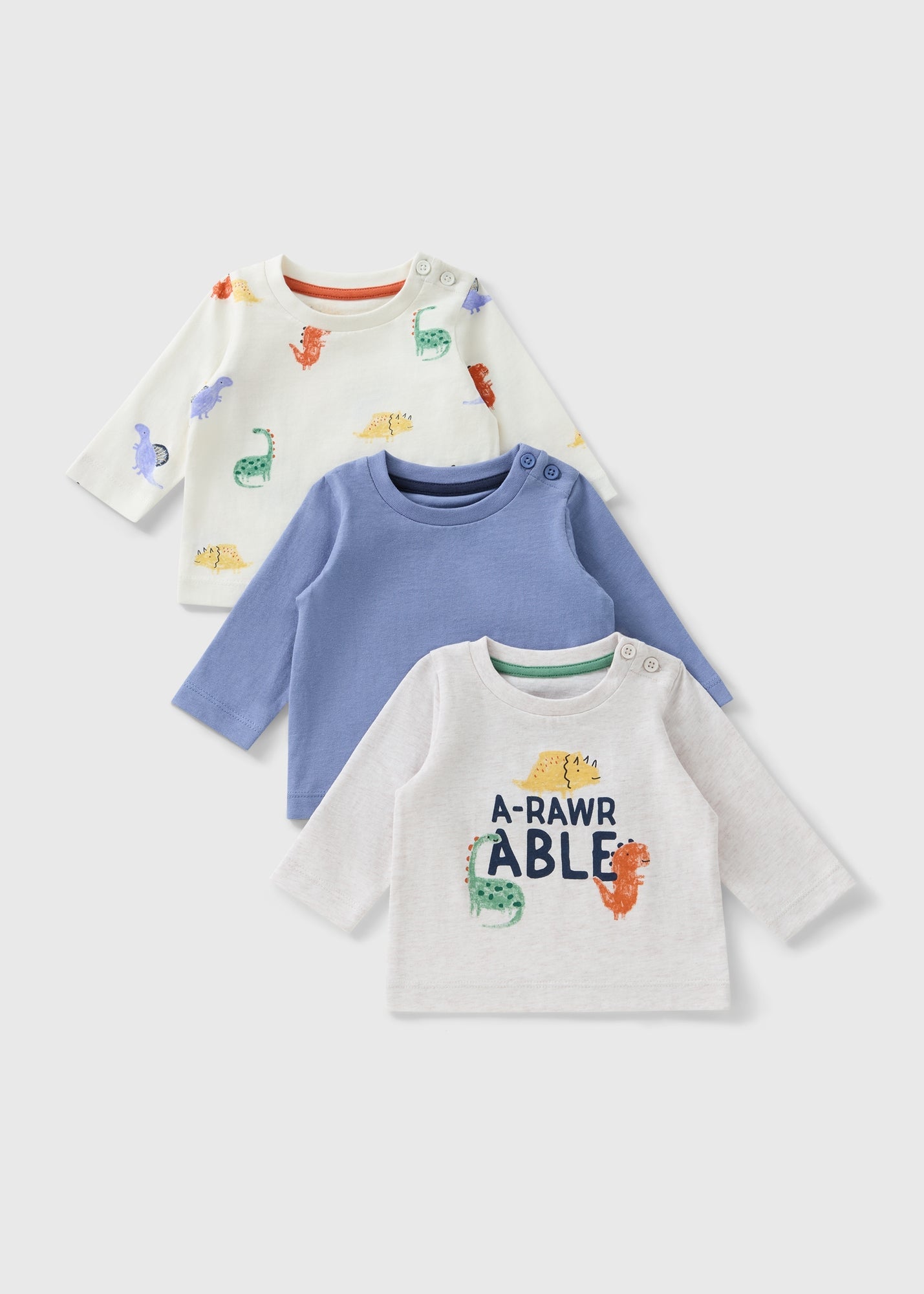 3 Pack Baby Multicolour Dino T-Shirt (Newborn-23mths) C321571