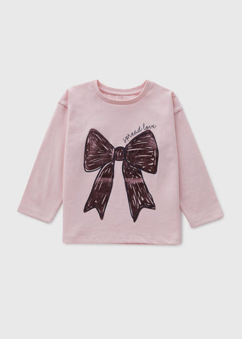 Girls Pink Foil Bow Top (1-7yrs) C252553