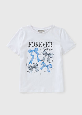 Girls White Bow T-Shirt (7-15yrs) G325695