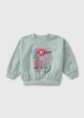 Girls Green Flower Sweathsirt (1-7yrs) C252563