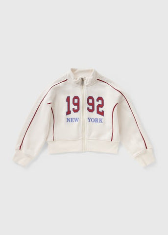 Girls Cream New York Cropped Zip Up Sweatshirt (7-15yrs) G325746