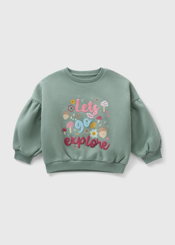 Girls Green Explore Sweatshirt (1-7yrs) C252568