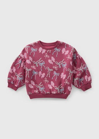 Girls Burgundy Bow Sweatshirt (1-7yrs) C252573