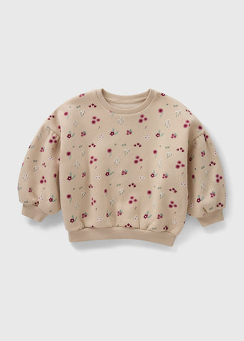 Girls Beige Ditsy Floral Sweatshirt (1-7yrs) C252574
