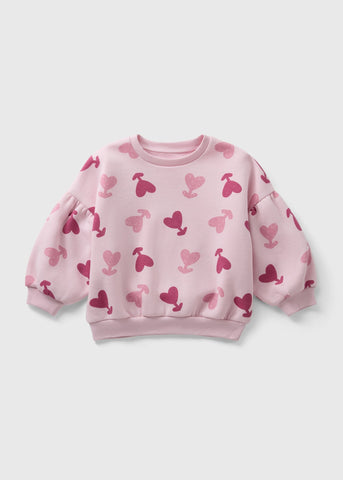 Girls Pink Heart Print Sweatshirt (1-7yrs) C252576