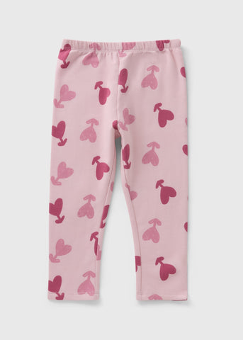 Girls Pink Heart Brushed Leggings (1-7yrs) C269677