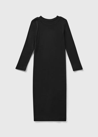 Girls Black Ribbed Dress (7-15yrs) G422826