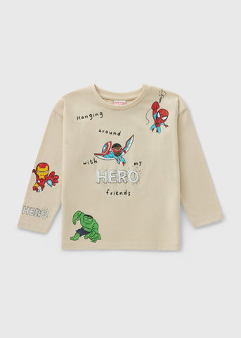 Mini Marvel Boys Cream Long Sleeve Top (1-7yrs) C295965