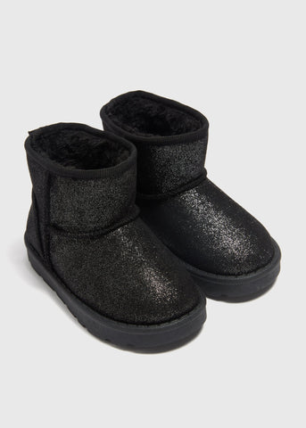 Girls Black Glitter Snug Boots (Younger4-9) C304385
