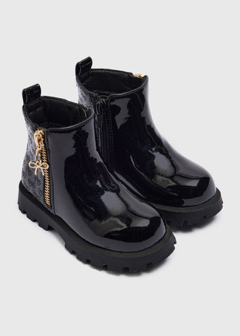 Girls Black Quilted Boots (Infant 4-12) C304386