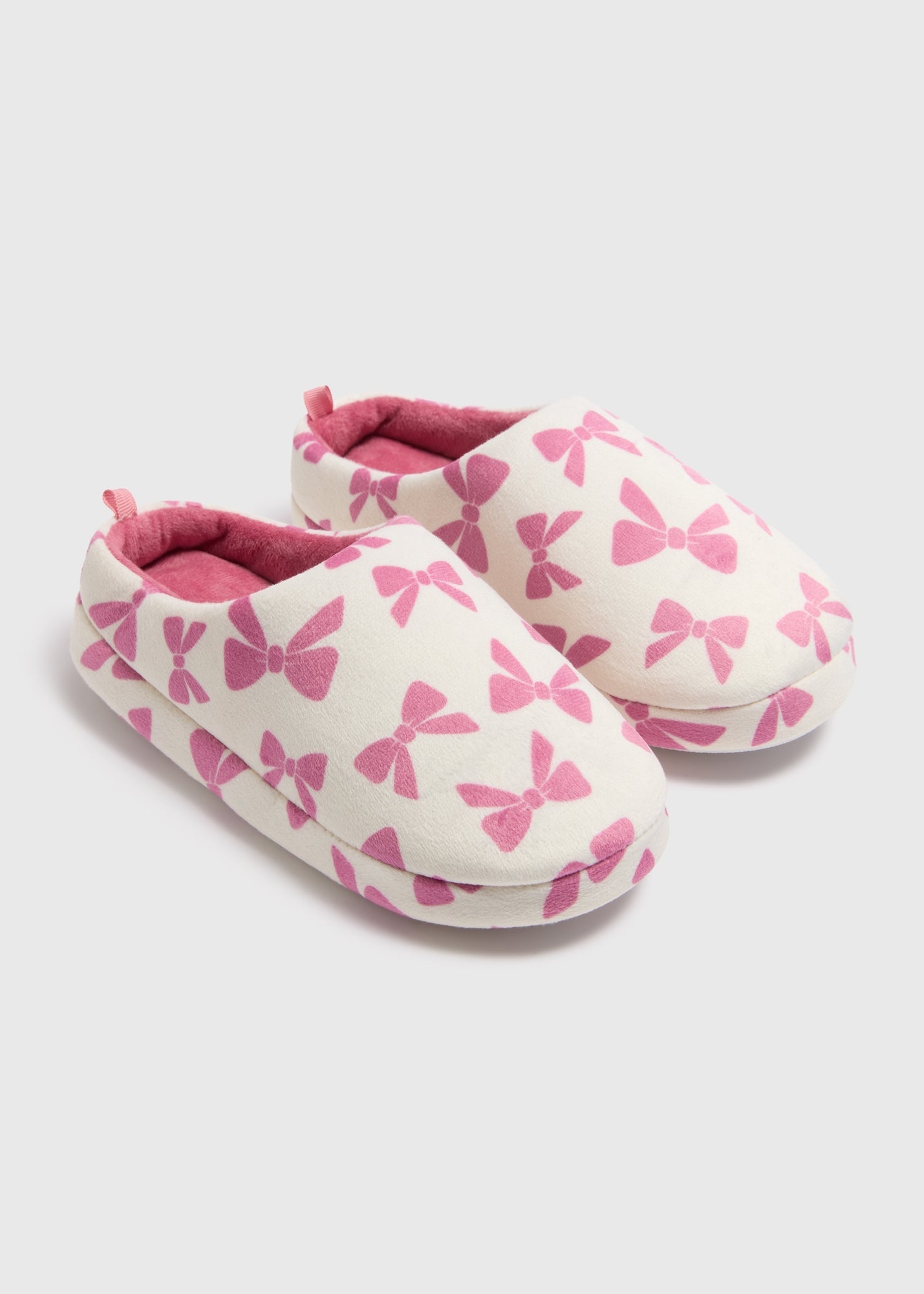 Girls Cream Bow Mule Slippers (Younger 10-Older 5) C304437