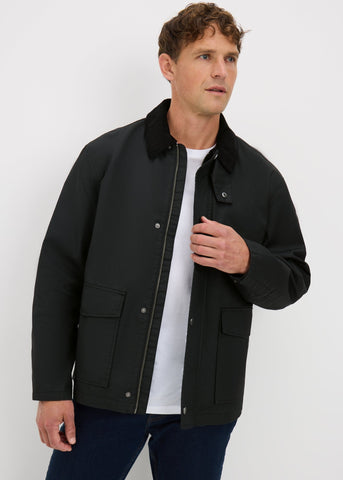 Black Waxed Cord Collared Jacket M520033