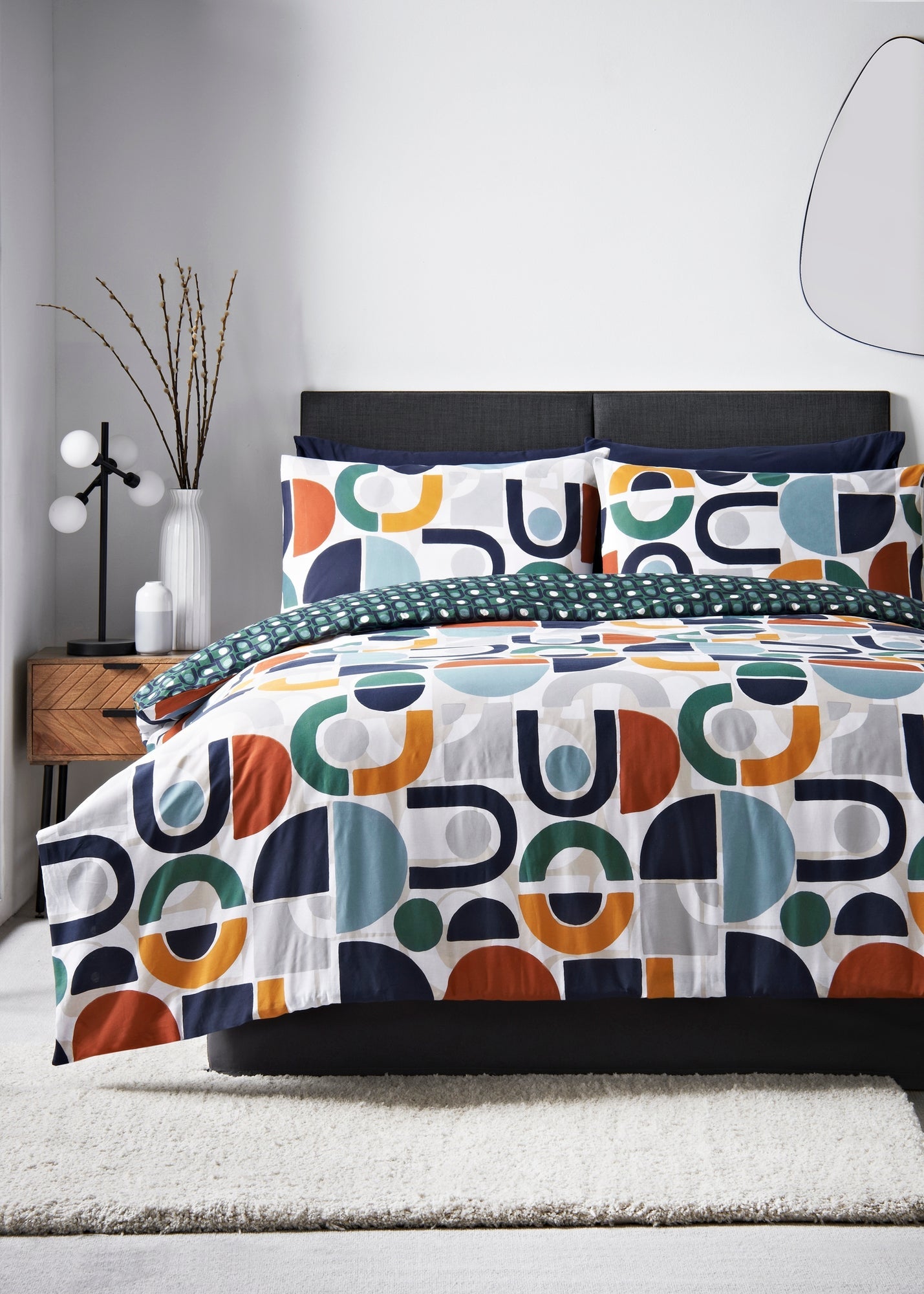 Multicolour Geometric Panel Duvet Set M239122