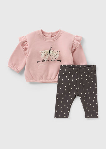 Baby Pink Butterfly Sweatshirt & Legging Set (Newborn-23mths) C321626