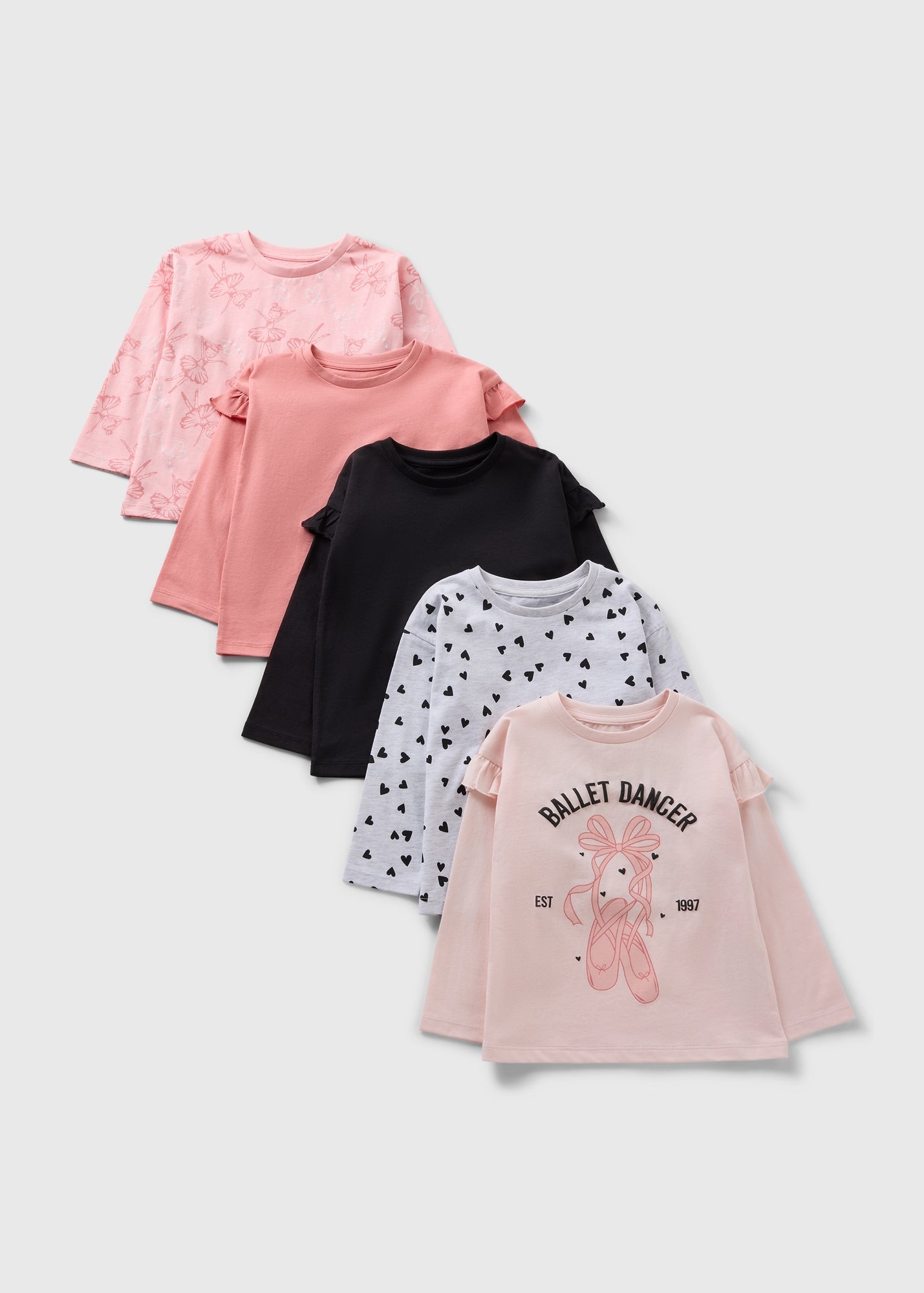 5 Pack Girls Pink Ballerina Tops (1-7yrs) C252656