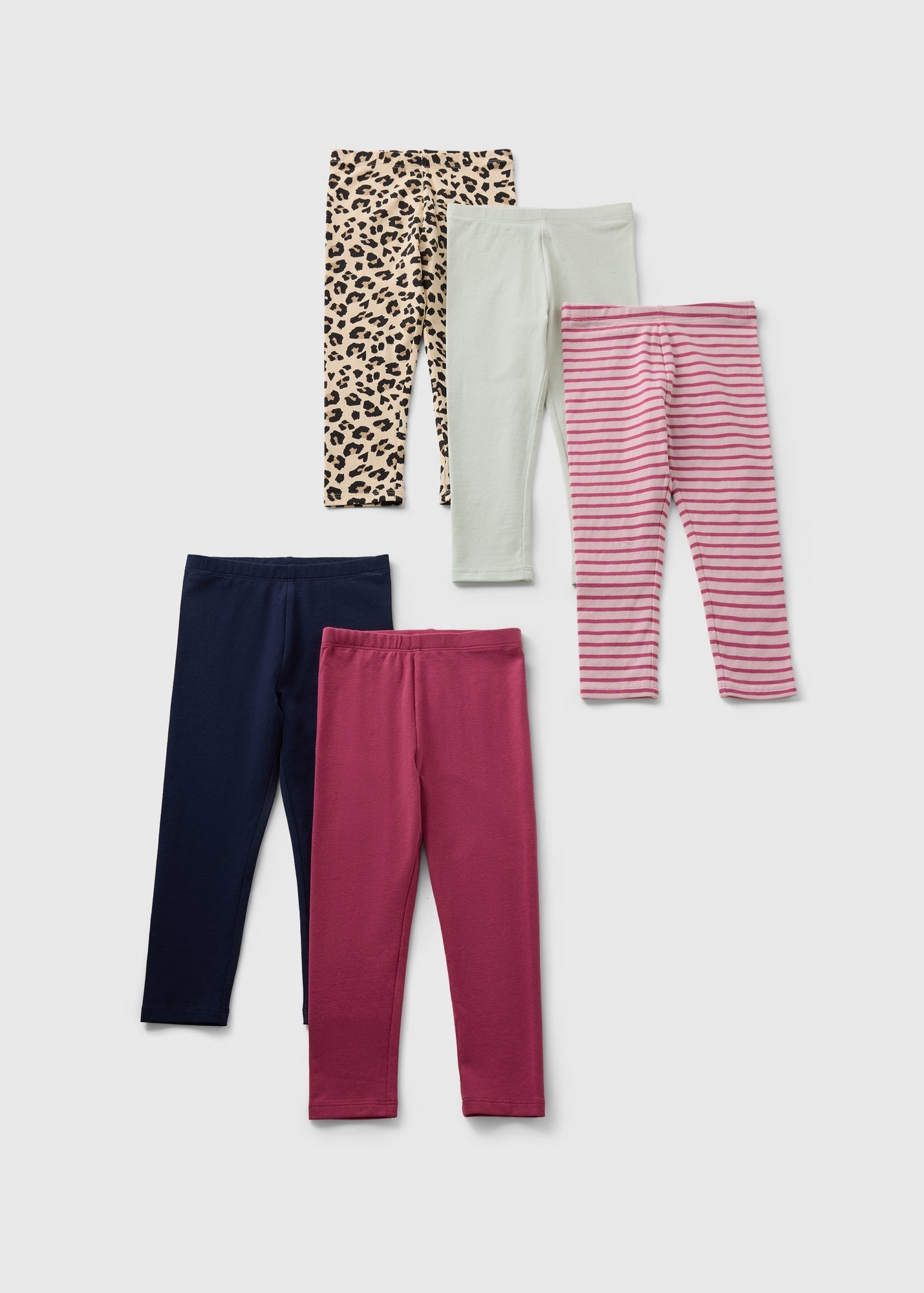 5 Pack Girls Multi Coloured Leggings (1-7yrs) C269687