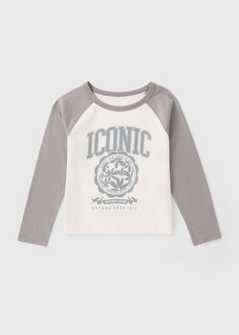 Girls Grey Iconic Ringer Top (7-15yrs) G325782