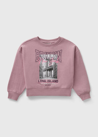 Girls Pink Brooklyn Print Sweatshirt (7-15yrs) G325813