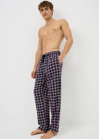 Navy Brushed Woven Check Pyjama Bottoms M289376