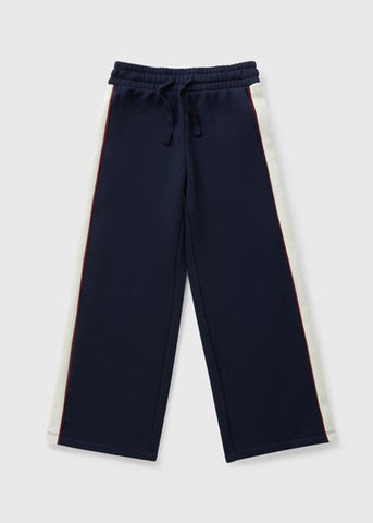 Girls Navy Panel Wide Leg Trousers (7-15yrs) G403677