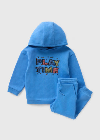 Boys Blue Play Time Hoodie & Jogging Bottom Set (1-7yrs) B101042