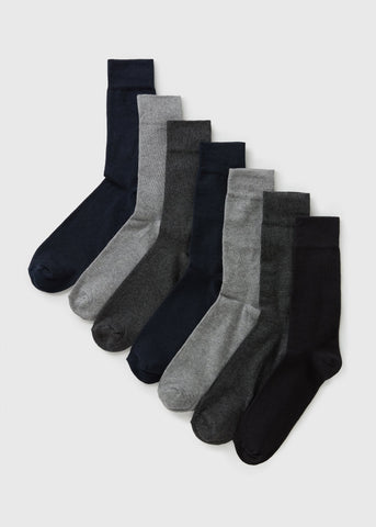 7 Pack Grey Plain Socks M289389