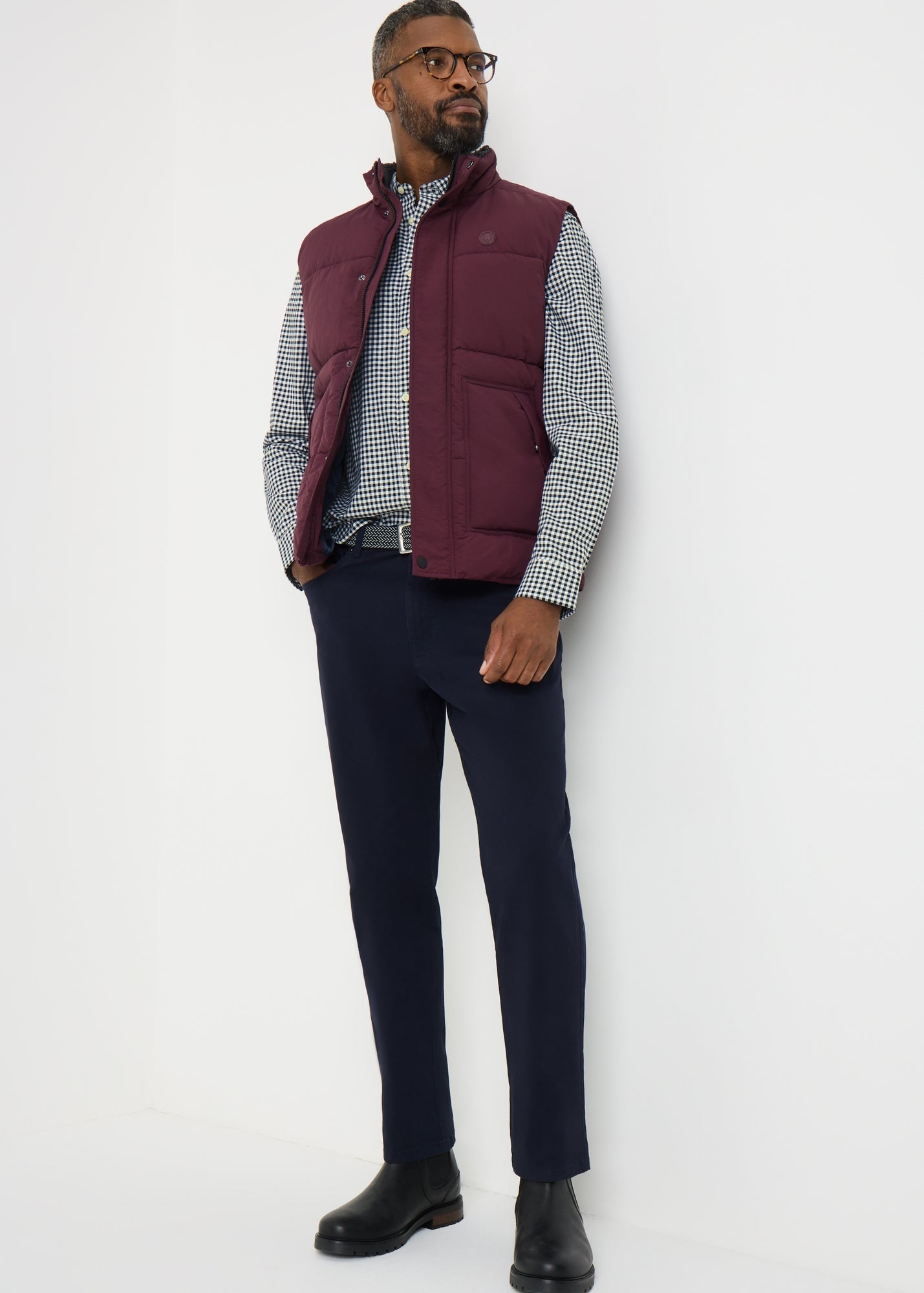 Lincoln Navy Oxford Gingham Shirt M289393