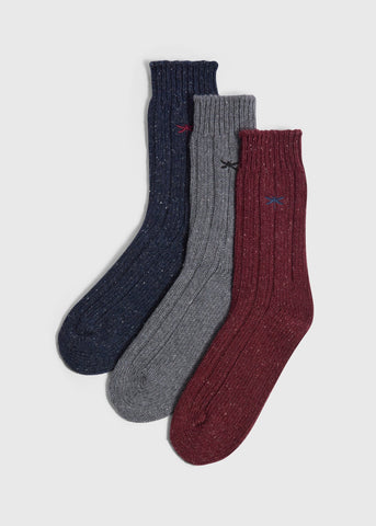 3 Pack Multicolour Embroidered Thermal Socks M289438
